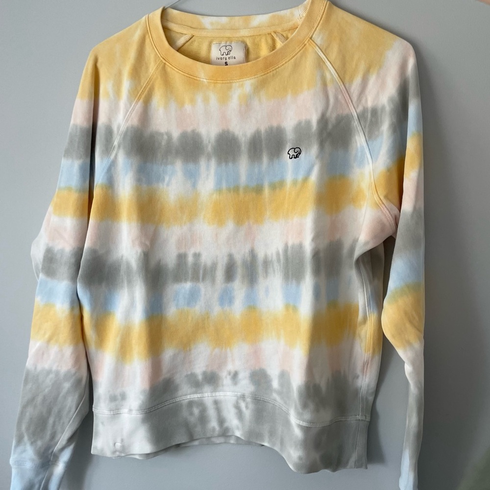 Tie-dye ivory Ella crew neck sweatshirt